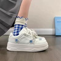 Zapatillas Deportivas con Plataforma Azul Kawaii Zapatos Blancos Coreanos Informales para Mujer - details 4