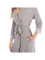 Batas para mujer Albornoz de punto Ropa de dormir suave y liviana hasta la rodilla con bolsillos Ropa de descanso S-XXL - details 3