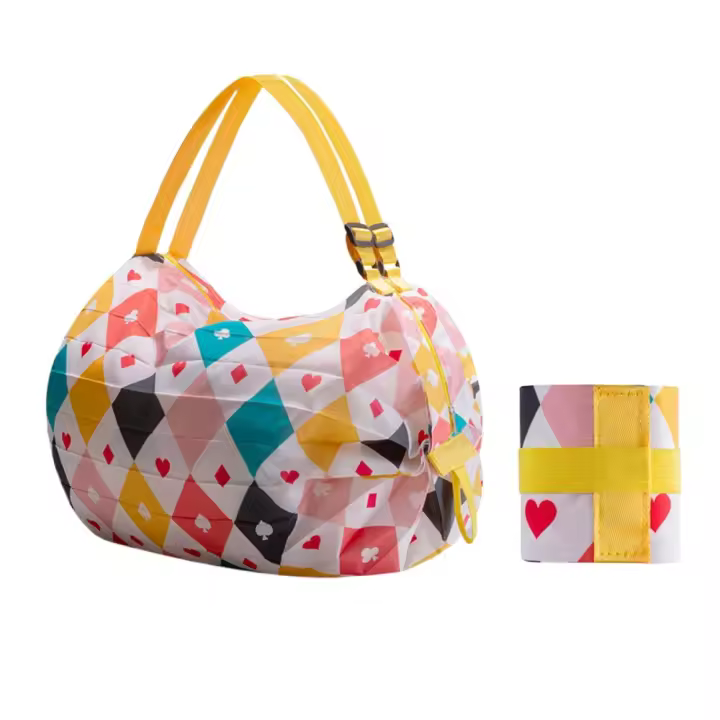 Bolsa de compras plegable creativa, bolso de hombro de viaje portátil reutilizable, ligero, impermeable, plegable, ecológico, de viaje - 1
