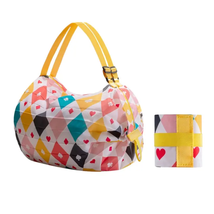 Bolsa de compras plegable creativa, bolso de hombro de viaje portátil reutilizable, ligero, impermeable, plegable, ecológico, de viaje - 1
