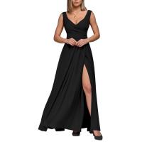 Mono De Color Sólido Sin Mangas Cierre De Cintura, Nuevo Estilo a La Moda, Vestido De Grupo Largo, Verano - details 4