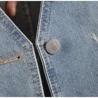 Top sin mangas rasgado azul claro para mujer usado en verano, chaleco vaquero, tendencia 2025 - details 4