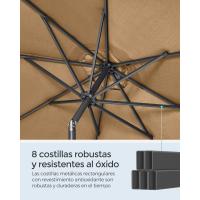 Sombrilla de Jardín 300 cm, UPF 50+, Parasol, 30 ° de Inclinación en dos Direcciones, con , para Patio, Terraza, , Piscina, sin Base, Beige GPU30BE - details 12