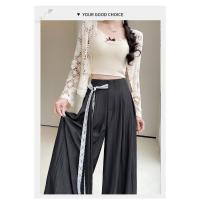 Pantalones de Pierna Ancha de Tencel Encaje Alto Cintura, Ajuste Suelto, Estilo de Verano, Mangas Largas - details 24