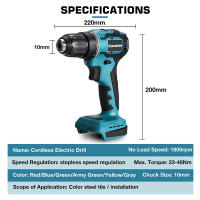 Taladro de Impacto Inalámbrico Kamolee 10mm/13mm con Cerdas para Bricolaje en Casa Herramientas Eléctricas Compatible con Batería Makita 18V - details 8