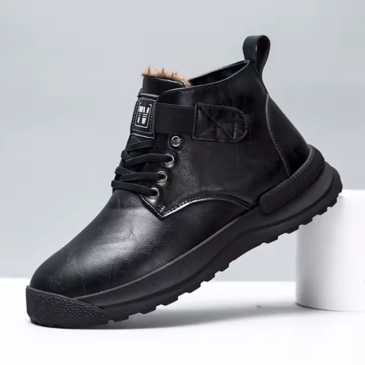 Zapatos de algodón para hombre Botas de nieve de invierno Cuero más terciopelo engrosado Zapatos de cuero de algodón casuales de caña alta - 1