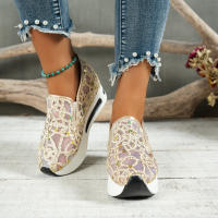 Zapatillas de deporte de malla con bordado Floral para mujer, zapatos de tacón cómodos informales sin cordones, novedad de 2023 - details 6