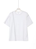 240G crash color bordado línea diseño sentido cuello redondo camiseta simple hombre y mujer manga corta - details 4