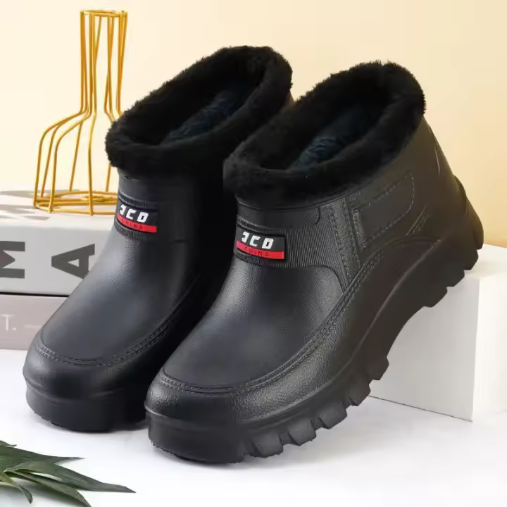 Zapatos de algodón para mantener el calor para hombre, botas de nieve de talla grande de felpa, botas de nieve informales con movimiento al aire libre, zapatos para lavar autos al aire libre, invierno - 1