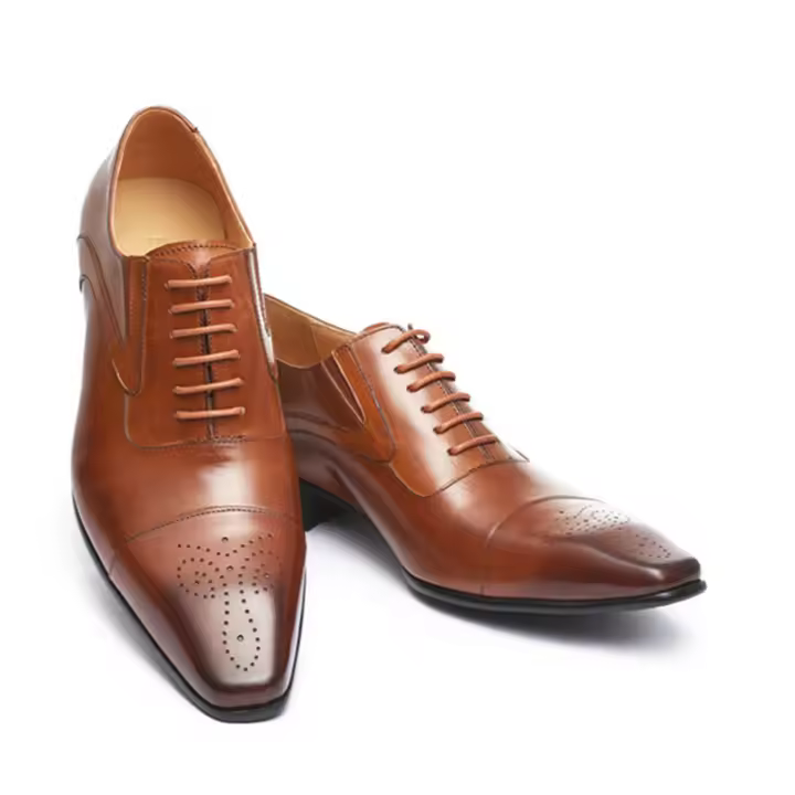 Zapatos de cuero de cabeza cuadrada pequeña para hombre zapatos casuales británicos - 1