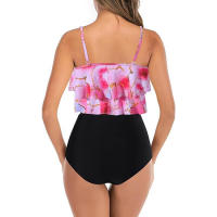 Sexy con volantes con cintura alta y cojín en el pecho, traje de baño dividido en bikini para mujer - details 15