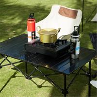 Mesa plegable de exterior con bolsillo de malla, mesa metálica portátil para viajar, adecuada para camping, pesca, etc. - details 4