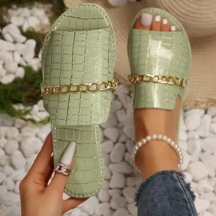 Zapatillas planas De Punta abierta para Mujer, Chanclas De talla grande, Sandalias planas, 2024 - 1