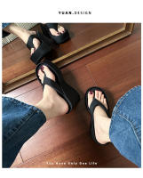 Chanclas de suela gruesa que aumentan la altura en verano, zapatillas con forma de magdalena y sandalias con tacón de cuña para mujer - details 9