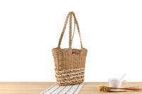 Cuerda de papel hueca con bolsa de hombro individual cóncava de gran capacidad, bolsa tejida de paja para fotos de vacaciones en la playa - details 2