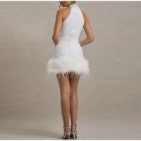 Elegante Vestido de Halter Moda Chic de Cintura Alta para Mujeres Paquete de Lentejuelas con Diseño de Plumas sin Mangas - details 15