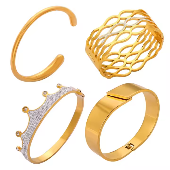Pulsera de Moda de Acero Inoxidable con Diseño de Rejilla Joyería de Lujo Retro con Superficie Brillante para Mujeres - 1