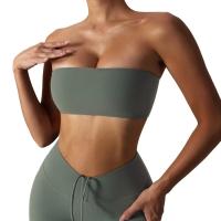 Sujetador deportivo para mujer en color piel anti-deslumbramiento con forro de nylon entretela de fitness ajustado manga larga secado rápido vestido de nylon - details 1