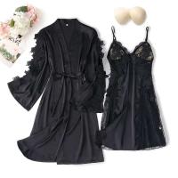 Ence Conjunto de bata de flores para mujer, kimono de boda con correa de cinta, ropa de dormir, 2 piezas - details 2