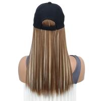 Gorra de béisbol negra sintética con peluca, postizo Natural, peluca de sombrero ajustable, pelo largo y liso de Bob esponjoso de una pieza - details 7