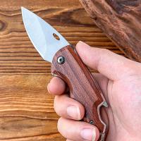 Cuchillo Plegable Portátil EDC Para Camping Y Caza Táctica Hoja De Acero Inoxidable Duradero Con Abrebotellas Y Mango De Madera - details 1
