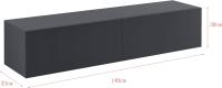 Mueble de TV de pared Evaton de 140 x 33 x 30 cm, mesa de centro flotante, consola de pared blanca de alto brillo. - details 23