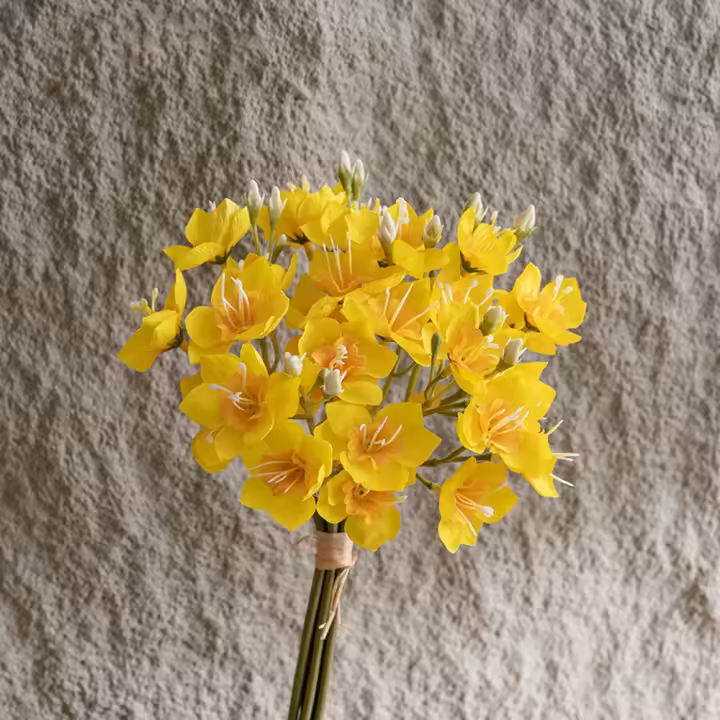 Ramo de narcisos artificiales de tacto Real, flor de narciso de seda elegante de lujo, flor falsa hecha a mano, decoración de jardín al aire libre - 1