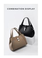 Bolso bandolera cruzado de piel de vaca con capa frontal y bolso de mano tipo cesta vegetal para mujer - details 17