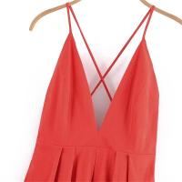 Vestido largo de verano con cuello en V y espalda descubierta, moda femenina, Color sólido con cinturón suelto - details 10