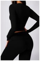 Traje deportivo cansado, prenda versátil de manga larga, secado rápido, pantalones acampados para yoga, correr, Fiess, ropa exterior - details 15