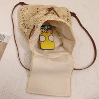 Mochila de paja para mujer, bolso de hombro hueco bohemio, bolsos de viaje tejidos de ganchillo para mujer, paquete de playa de punto - details 6