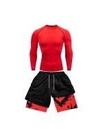 Traje de compresión para hombre, traje deportivo de secado rápido, pantalones cortos ajustados de manga corta de Anime de doble capa para verano - details 13