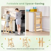 Ajustable en Altura de 2 escalones,Torre Multiusos para Niños Fácil de Montar (Color de la Madera) - details 3