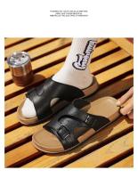 Nuevas sandalias deslizantes, zapatos planos con punta redonda, suela suave y gruesa, zapatillas en espiga, zapatillas con hebilla de cinturón para hombre - details 12