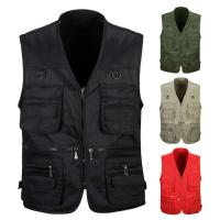 Chaleco Ligero para Hombres Color Sólido, Sin Mangas, Cuello en V, Múltiples Bolsillos, Para Primavera y Otoño - details 18