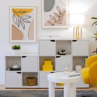 Estantería de Madera, Librería con Puerta y Compartimentos Abiertos, Mueble almacenaje, Organizador,en Color Natural de 119x29x59 cm para Estudio,Dormitorio,Salón, Oficina y Biblioteca - details 19