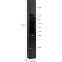 Mueble de baño tipo columna con armario alto, estanterías de baño con 5 estantes abiertos, 2 puertas y 1 cajón, color blanco, 20 x 20 x 180 cm - details 58