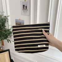 Bolsa de maquillaje a rayas de lona, ​​bolsa de lápiz labial de gran capacidad, bolsa de cosméticos, organizador de artículos de tocador, bolsa de almacenamiento, reorganización - details 6