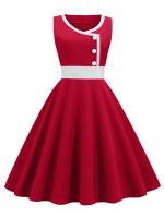 Women robe vintage print big swing 50s 60s retro party dress - details 10