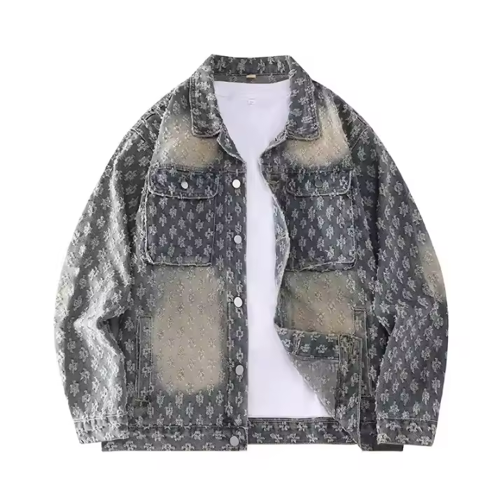 Chaqueta vaquera de moda para parejas americanas, informal y holgada, combinada con ropa de exterior con estampado vintage, colección de moda de otoño para hombres - 1