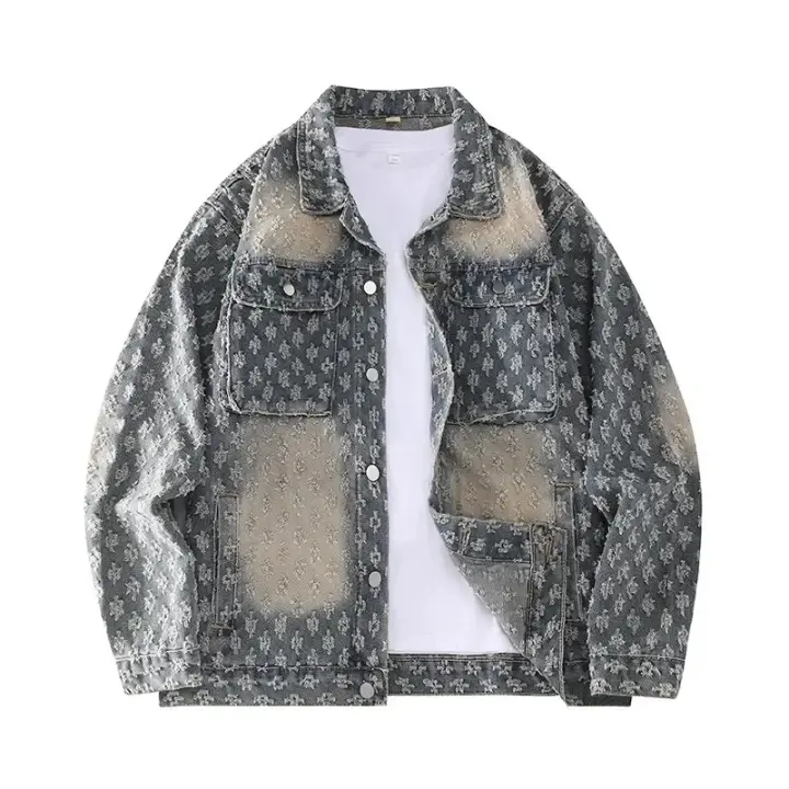 Chaqueta vaquera de moda para parejas americanas, informal y holgada, combinada con ropa de exterior con estampado vintage, colección de moda de otoño para hombres - 1