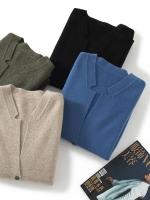 Chaqueta deportiva de lana para hombre, cárdigan de Cachemira con cuello en V informal a la moda, Chaqueta deportiva suave de punto de lana para otoño e invierno - details 16