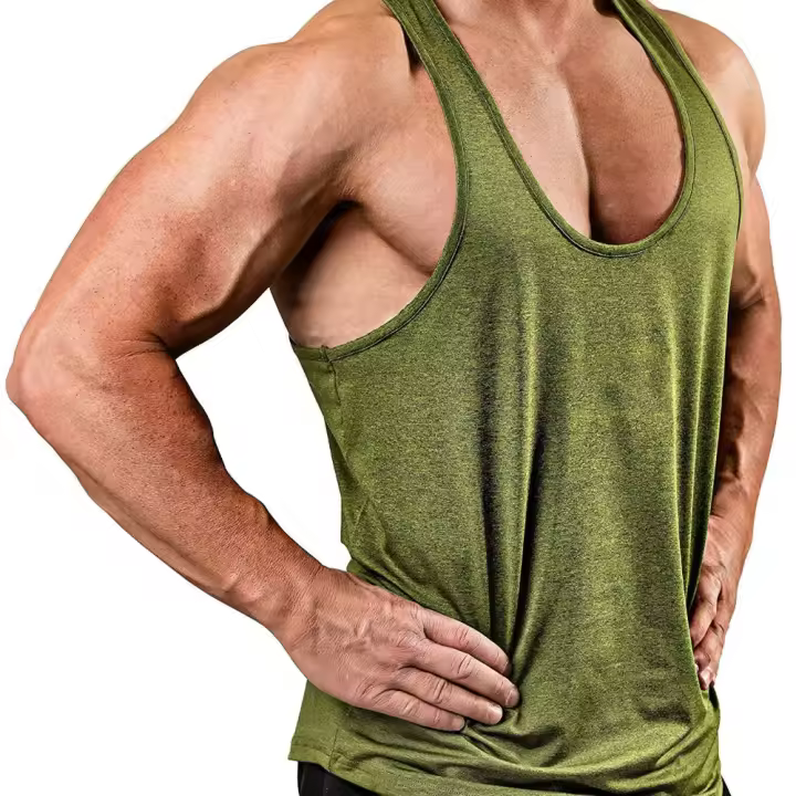 Camiseta sin mangas para hombre de color sólido con cuello en V, vestido de musculoso para ejercicio, estilo casual de verano. - 1