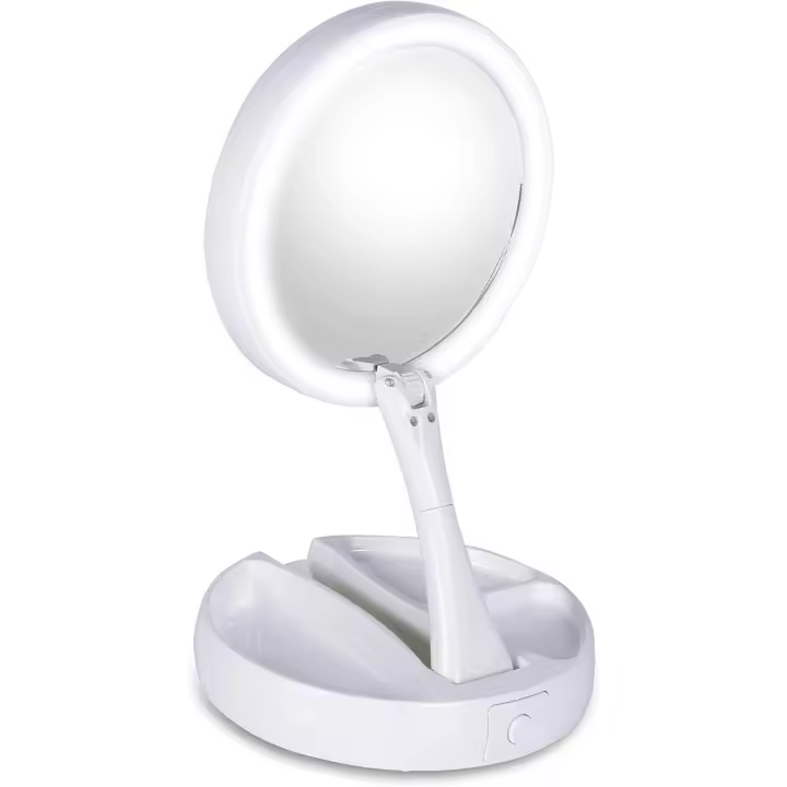 Espejo maquillaje con luz,Plegable y fácil de transportar, adecuado para exteriores y viajes. - 1