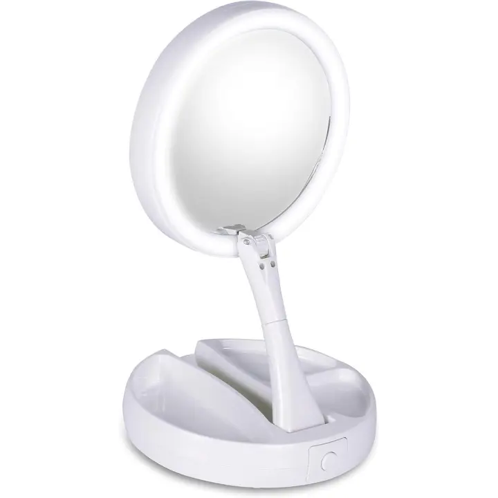 Espejo maquillaje con luz,Plegable y fácil de transportar, adecuado para exteriores y viajes. - 1