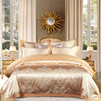 Juego de Ropa de Cama con Bordado de Jacquard Dorado Svetanya Funda de Edredón y Funda de Almohada para Cama Reina y Rey con Tela Elástica - details 0