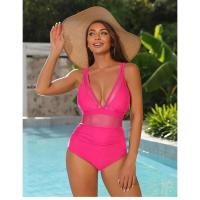 Traje de baño de una pieza con cobertura total de malla con control de barriga para mujer - details 17