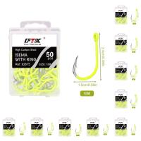 Anzuelos de pesca con púas de acero de alto carbono, anzuelos de pesca antioxidantes con púas de acero al carbono, anzuelo fluorescente de mar fuerte, 50 unids/lote por caja - details 4