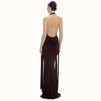 Vestido de sirena con cinturón drapeado y cintura entallada, estilo halter, nuevo de verano para mujer G25DS119 - details 9