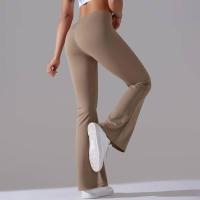 Leggings de yoga de color sólido para mujer, pantalones acampanados de cintura alta, elásticos, entrenamiento, pierna ancha - details 31